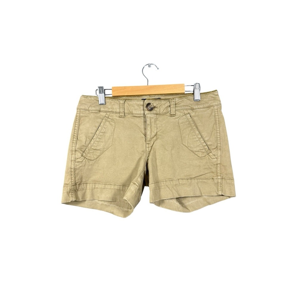 America Eagle‎ Shorts Women Stretch Midi Khaki Stretch Cuffed Hem casual Size 2